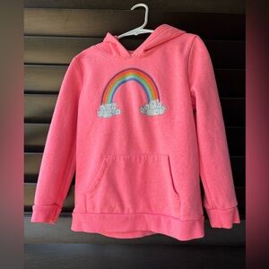 Cat & Jack Girls 6/6x Hooded Pullover Pink Rainbow Cats Hoodie Cute Graphic